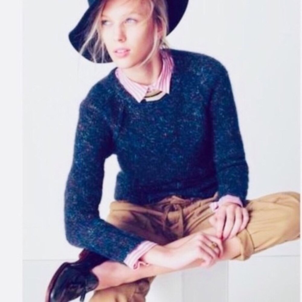 Madewell Soft Fleck Crewneck Sweater In Navy XS